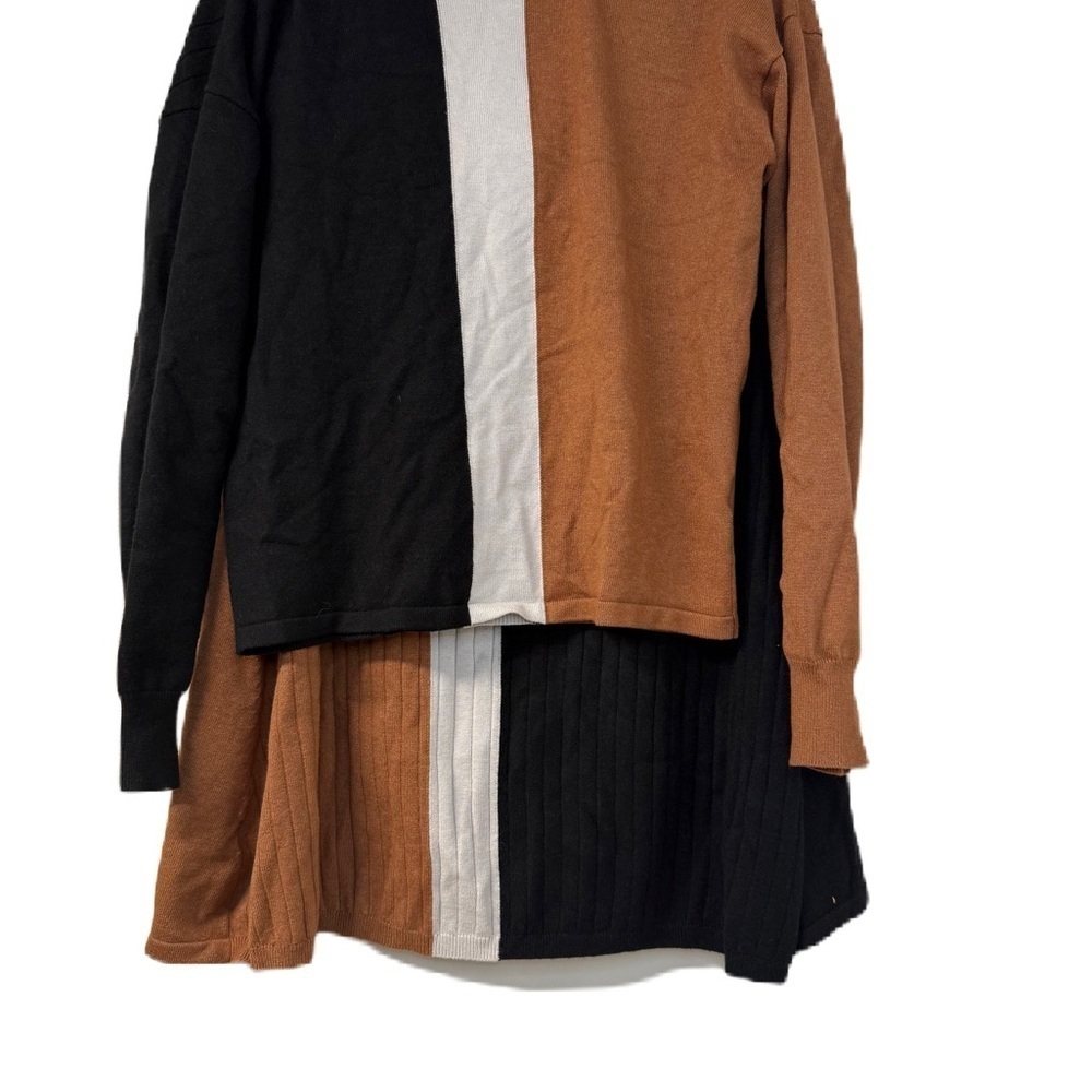 Colorblock Sweater in Black, White, and Brown